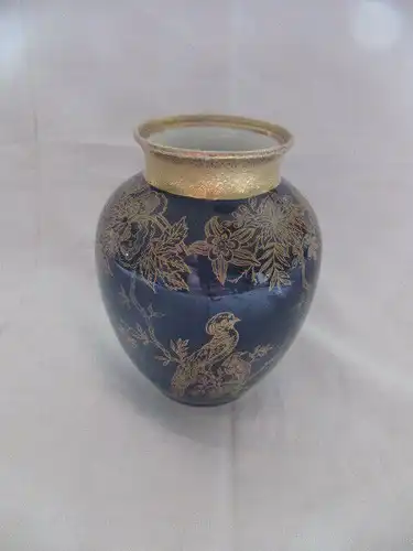 ILMENAU GRAF HENNEBERG Vase Echt Kobalt Golddekor Prunk Vögel