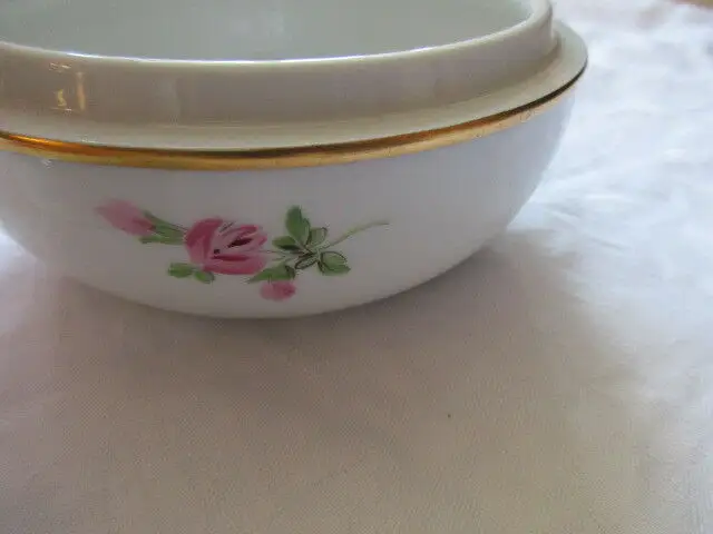 Meissen große Deckeldose Blumendekor Goldrand 2. Wahl TOP Ø 12,5 x 9 cm 6