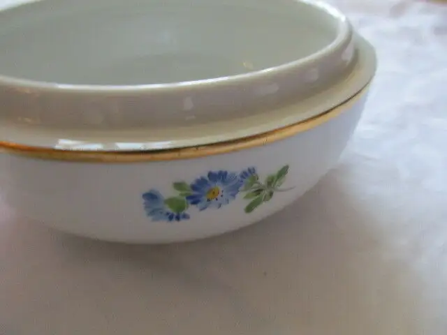Meissen große Deckeldose Blumendekor Goldrand 2. Wahl TOP Ø 12,5 x 9 cm 7