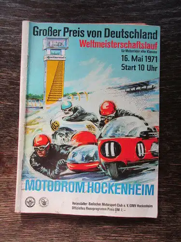 Programmheft Großer Preis von Deutschland Weltmeisterschaftslauf Motorräder 1971