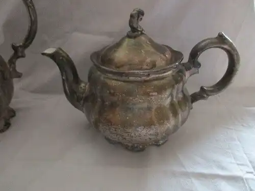 WMF Silberporzellan Kaffeekanne Teekanne Sahnekännchen Zuckerdose Art Deco