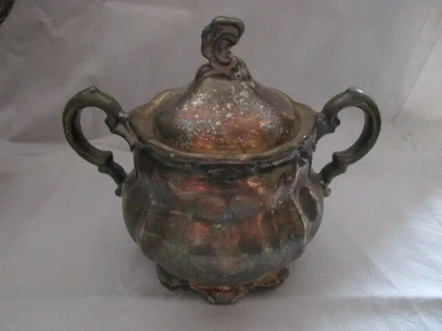 WMF Silberporzellan Kaffeekanne Teekanne Sahnekännchen Zuckerdose Art Deco 5