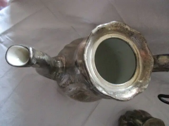 WMF Silberporzellan Kaffeekanne Teekanne Sahnekännchen Zuckerdose Art Deco 6