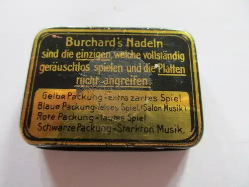 Seltene alte Grammophon Nadeln Burchard`s Starktonnadeln Needles Original Dose