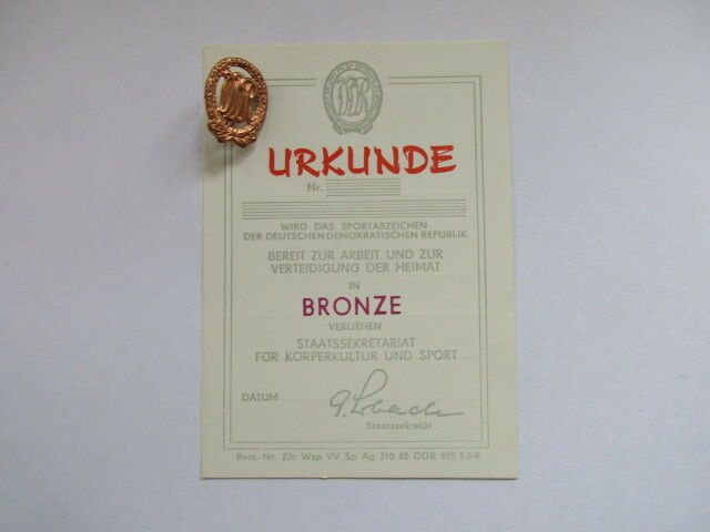 DDR Sportabzeichen in Bronze 