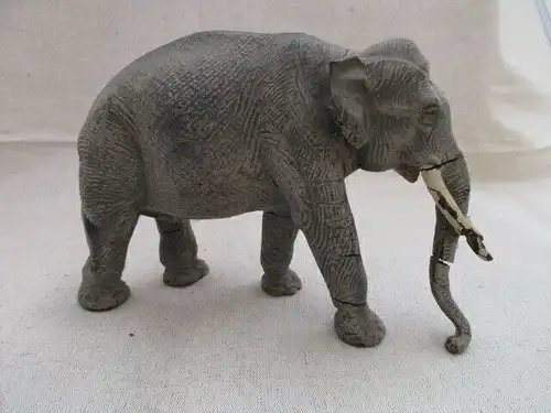 Seltener Lineol Elefant mit Mahout Treiber um 1930 17,5 cm hoch