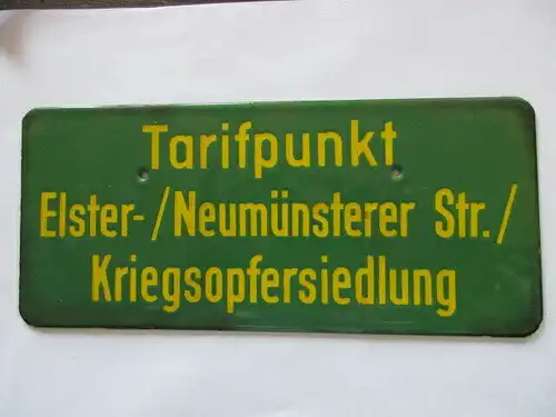 Emaile Schild Tarifpunkt Elster / Neumünstererstr. Kriegsopfersiedlung Nürnberg