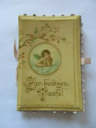 Wunderschöne alte Klappkarte Glückwunschkarte Zur heiligen Taufe 1898