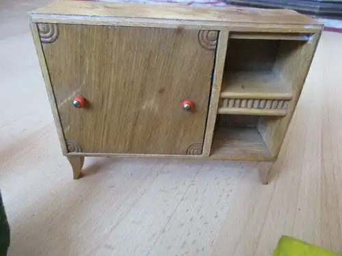 Wohnstube Wohnzimmer Sessel Tisch Schrank Puppenstube Holz 50/ 60er Jahre