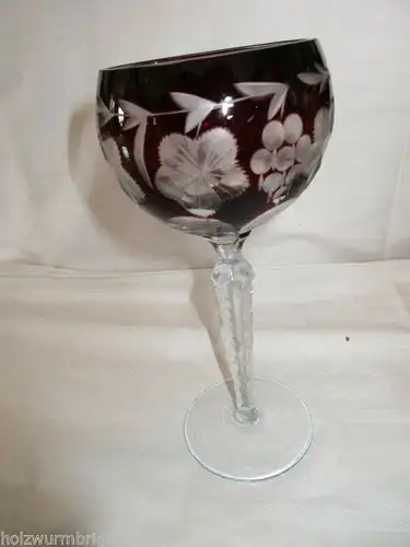 Schöner alter Bleikristall Kristall Römer Weinglas Überfang Rubin