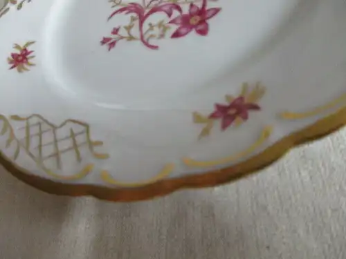 Carl Alberti Uhlstädt alte Sammeltasse Sammelgedeck Blumen Golddekor