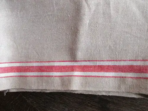 Altes Leinen Rolltuch Mangeltuch rote Streifen Monogramm ca. 290 x 90 cm (6)