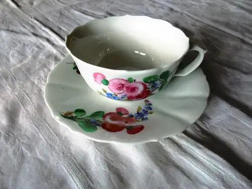 Meissen Kaffee Tee Gedeck Tasse Teller Blume 2. Wahl  (4)