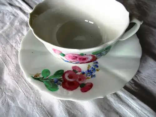 Meissen Kaffee Tee Gedeck Tasse Teller Blume 2. Wahl  (4)