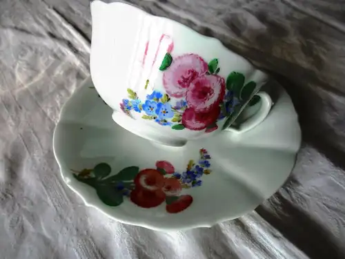 Meissen Kaffee Tee Gedeck Tasse Teller Blume 2. Wahl  (4)