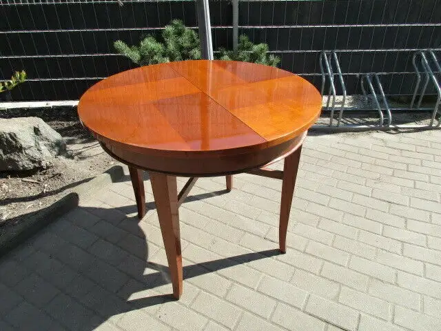 Runder Tisch zum Ausziehen Jugendstil um 1900 Nussbaum 0