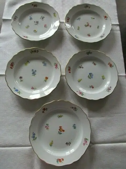 Meissen 5 Teller Kuchenteller Desserteller Streublumen  Ø 18,5 cm  2.Wahl 0