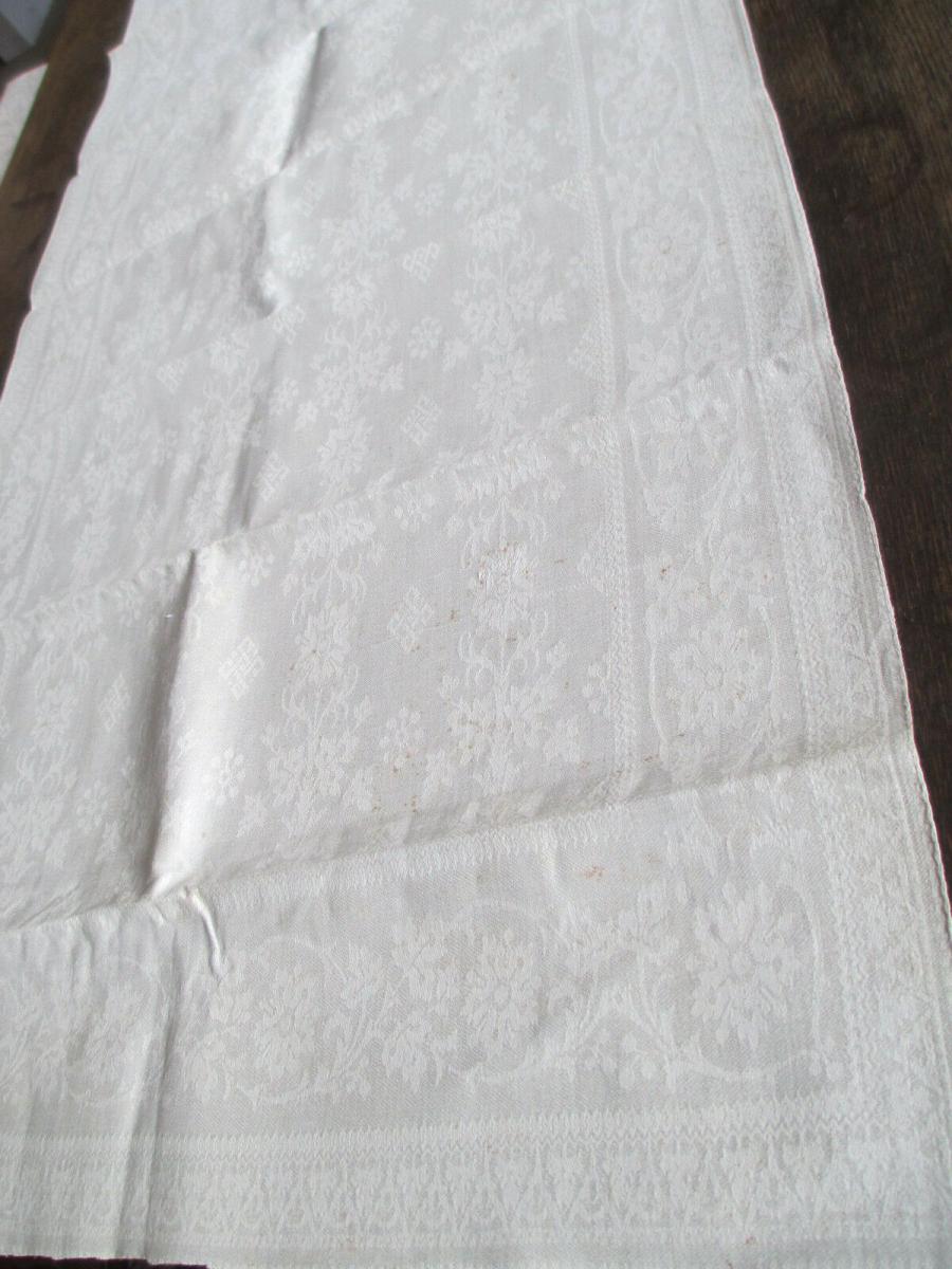 cm um 1900,Antique Linen Towel Jugendstil Rein Leinen  Damast Handtuch 131/49 