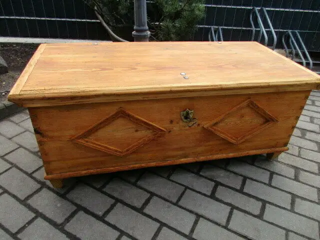 Truhe Flachdeckeltruhe Gründerzeit um 1880 Weichholz Nr. 8 0