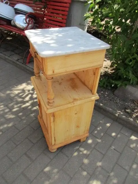 Nachttisch Gründerzeit um 1880 mit Mamorplatte  Weichholz Nr. 2 4