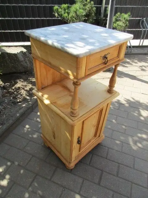 Nachttisch Gründerzeit um 1880 mit Mamorplatte  Weichholz Nr. 1 3