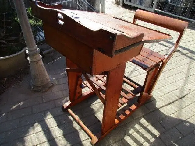 Schulbank einer  Jugendstil um 1900     nur 67 cm breit 7