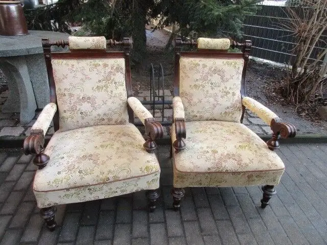 2 alte  Sessel Armlehnstuhl  Gründerzeit um 1890 0