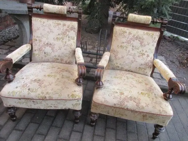 2 alte  Sessel Armlehnstuhl  Gründerzeit um 1890 8