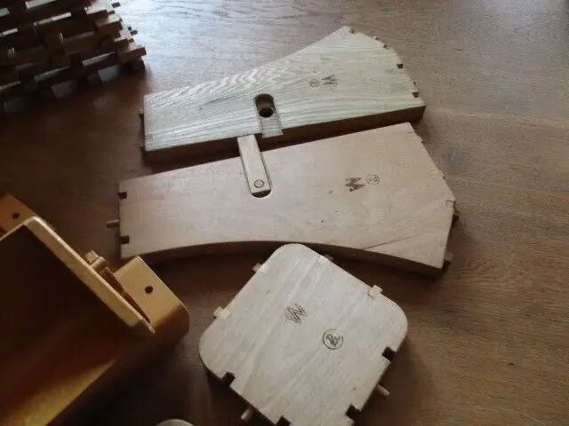 Lore  3 Anhänger und Schienen , Weichen usw.   Holz FWF  Fröbel / Werdau  1950 5