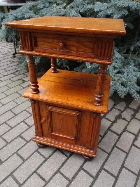 Nachttisch Gründerzeit mit Säulen um 1890  Weichholz Nr. 4 0