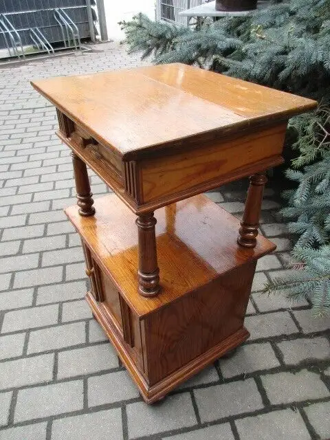Nachttisch Gründerzeit mit Säulen um 1890  Weichholz Nr. 4 1