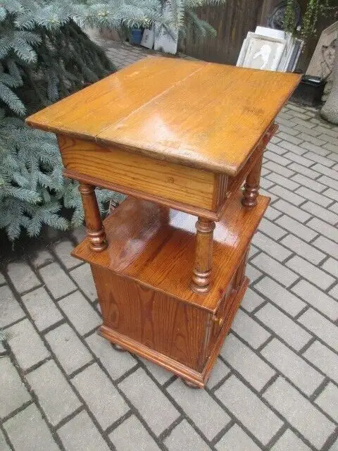 Nachttisch Gründerzeit mit Säulen um 1890  Weichholz Nr. 4 3