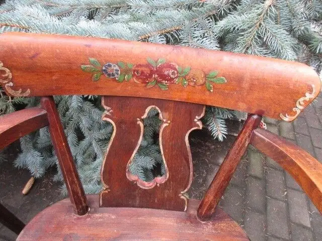 4 alte Stühle Bauernstühle mit Malerei Jugendstil 1910 Holz  Landhausstil 2
