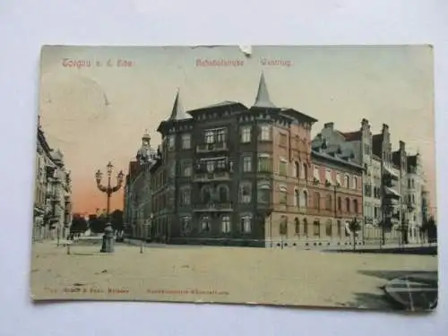 seltene Ansichtskarte Torgau Westring-Bahnhofsstr.  1911