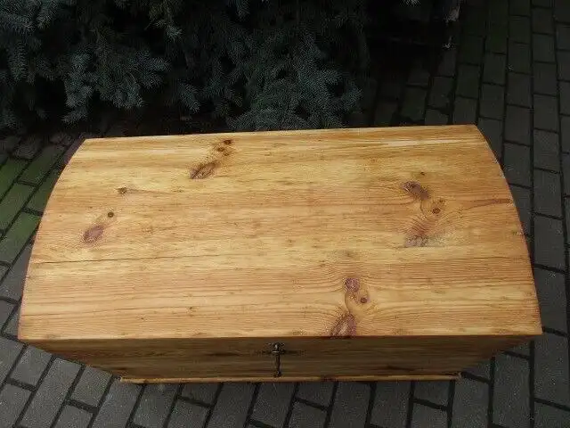 Truhe Jugendstil um 1900 Weichholz Runddeckeltruhe Nr. 6 3