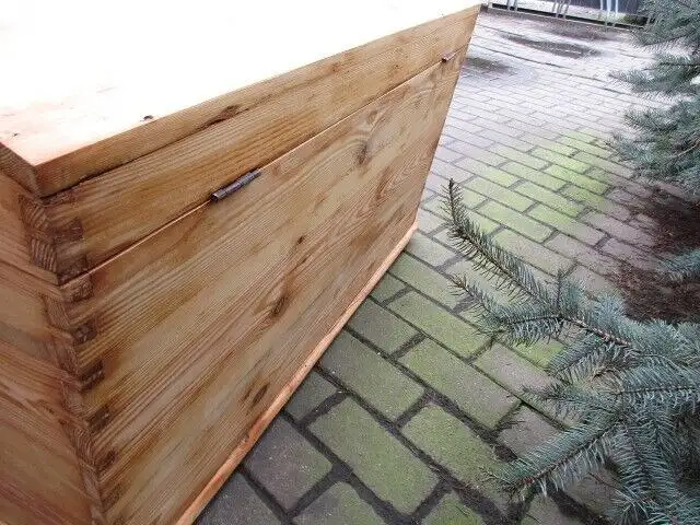 Truhe Jugendstil um 1900 Weichholz Runddeckeltruhe Nr. 6 5