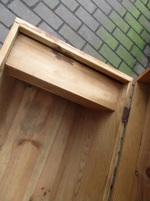 Truhe Jugendstil um 1900 Weichholz Runddeckeltruhe Nr. 6 7
