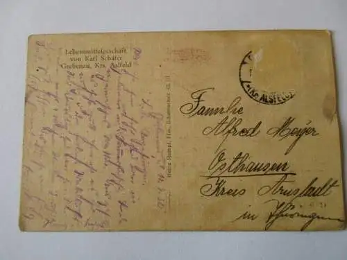 seltene AK Grebenau Krs. Alsfeld  1930 Lebensmittelgeschäft K. Schäfer