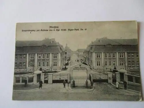 seltene AK Meißen  Kaserne des 2 Kgl. Sächs.  Jägerbatl. Nr. 13  1915