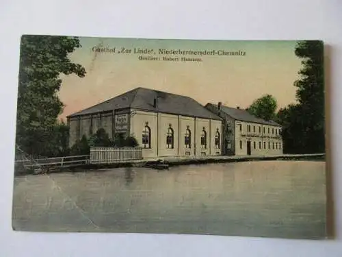 seltene AK Zur Linde Niederhermersdorf - Chemnitz  1914