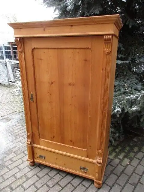 Kleiderschrank Dielenschrank Schrank Gründerzeit um 1880 Weichholz 1 türig 0