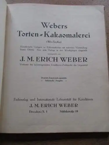 Webers Torten - Kakaomalerei  um 1922