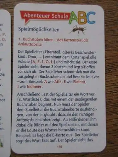 Kartenspiel ABC Abenteuer Schule