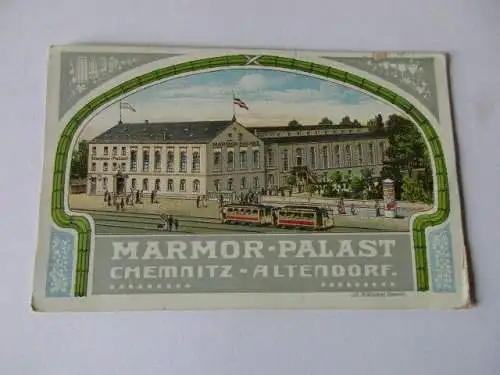 seltene AK Chemnitz Marmor Palast Altendorfgel. 1917