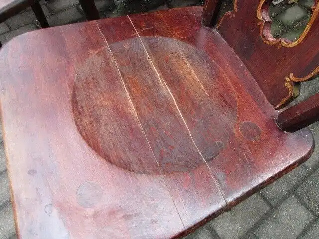 4 alte Stühle Bauernstühle mit Malerei Jugendstil 1910 Holz  Landhausstil 10