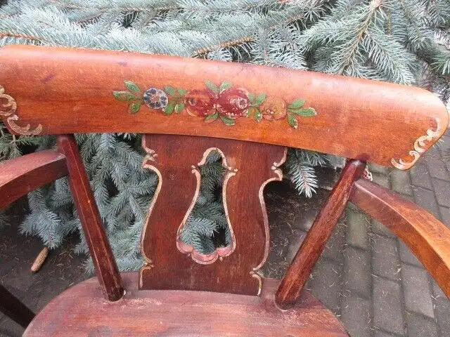 4 alte Stühle Bauernstühle mit Malerei Jugendstil 1910 Holz  Landhausstil 2