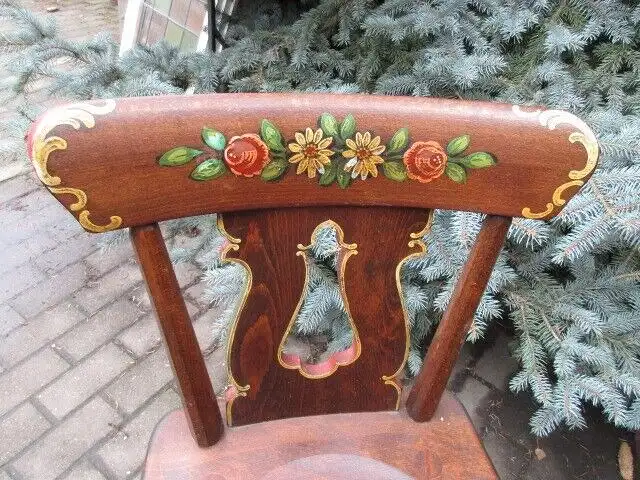 4 alte Stühle Bauernstühle mit Malerei Jugendstil 1910 Holz  Landhausstil 4