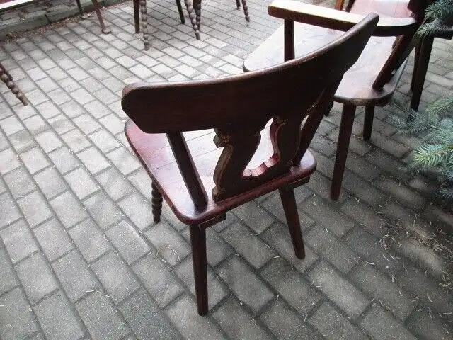 4 alte Stühle Bauernstühle mit Malerei Jugendstil 1910 Holz  Landhausstil 8