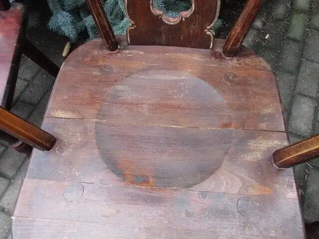 4 alte Stühle Bauernstühle mit Malerei Jugendstil 1910 Holz  Landhausstil 9