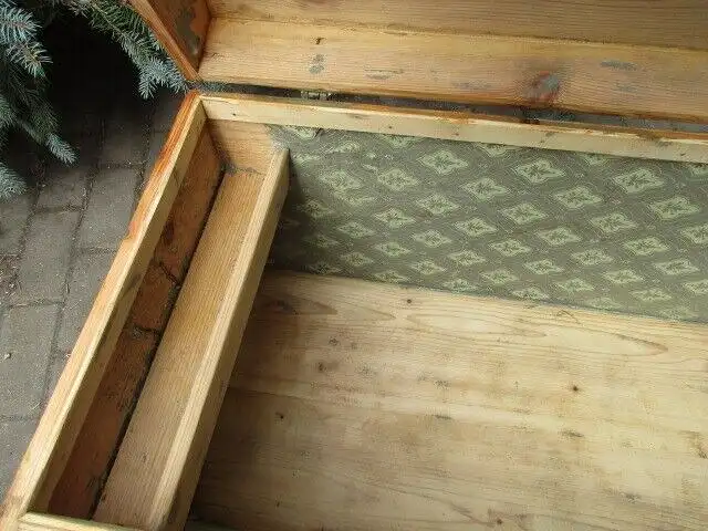 Truhe Jugendstil um 1900 Weichholz Runddeckeltruhe Nr. 10 6